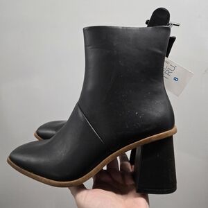 Time & Tru | Black Chunky Ankle Booties